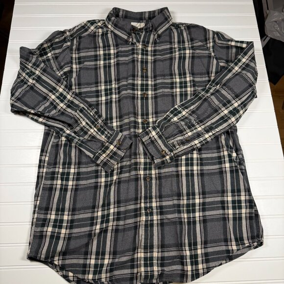 J. Crew Flannel Shirt Men's LT Large Tall Plaid Grey Green Black GUC - Picture 2 of 4